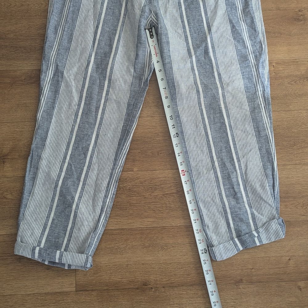 Sigrid Olsen NWT Navy and White Striped XL Linen Pants NWT vacation resort - Picture 7 of 11